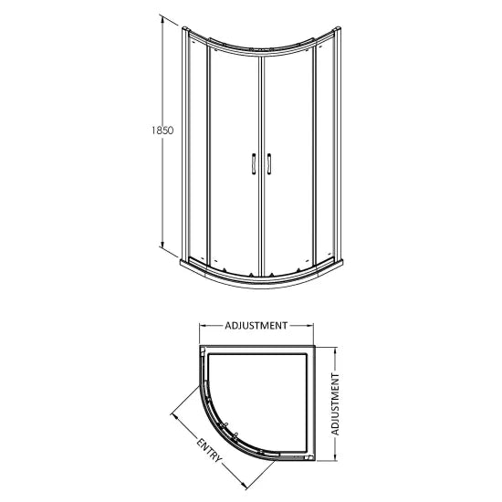 Arley Pro Ralus 5 900mm Chrome Quadrant Shower Enclosure
