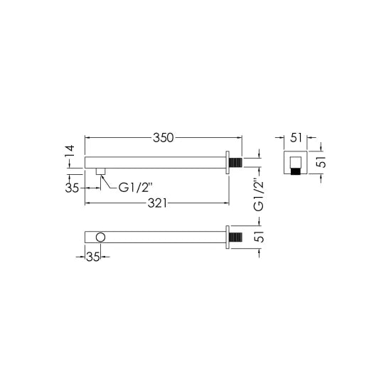 Arley Pro Square Chrome Wall-Mounted Shower Arm