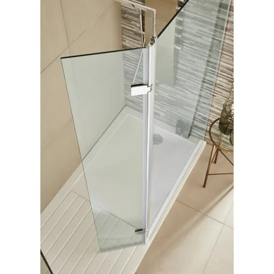 Arley Pro 300mm Chrome Hinged Wetroom Screen With Support Bar