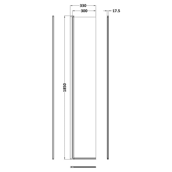 Arley Pro Ralus 8 300mm Matt Black Concealed Hinge Return Wetroom Screen