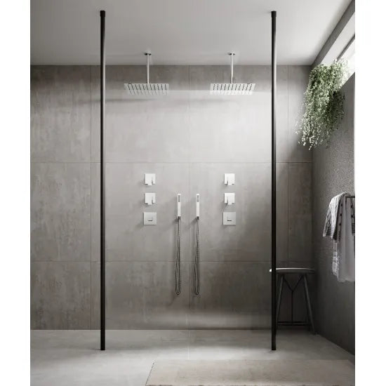 Arley Pro Matt Black Wetroom Screen Ceiling Post