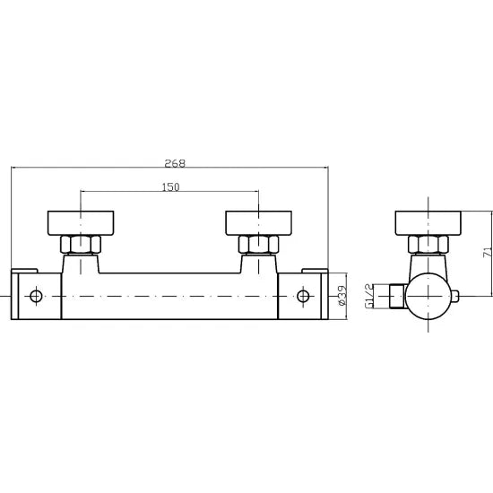 Arley Pro Chrome Thermostatic Bar Shower Valve
