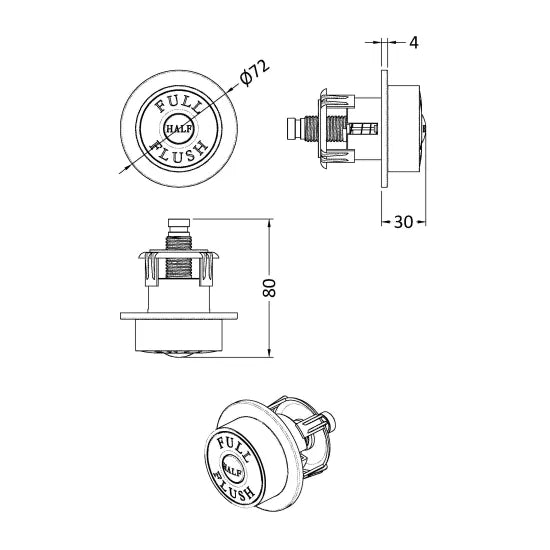 Arley Pro  Traditional Dual Flush Push Button