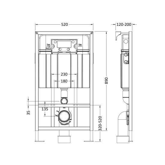 Arley Pro Mid Height Dual Flush Concealed Cistern With Frame