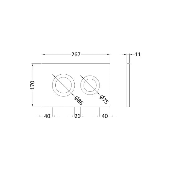 Arley Pro Round Black Dual Flush Push Button