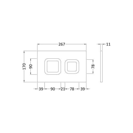 Arley Pro Square Chrome Dual Flush Push Button