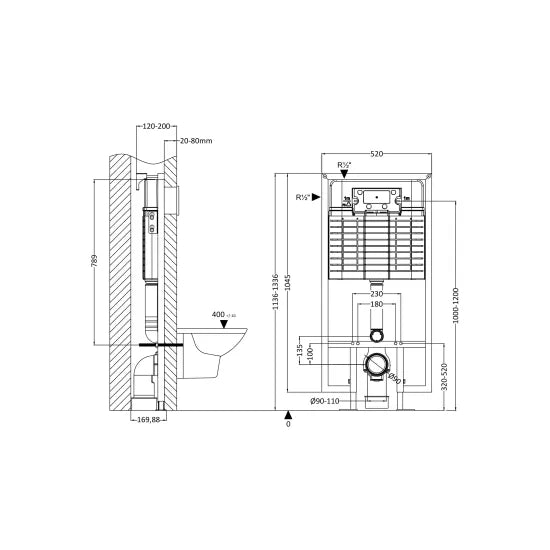 Arley Pro Dual Flush Concealed Cistern With Frame