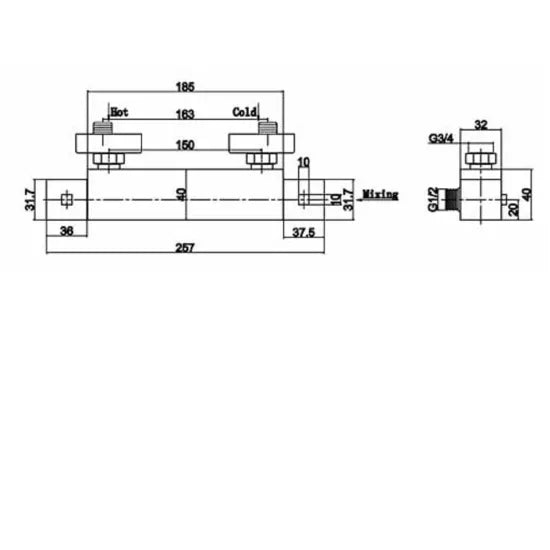 Arley Pro Chrome Thermostatic Bar Shower Valve