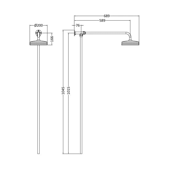 Old London Brushed Pewter Rigid Riser Shower Kit