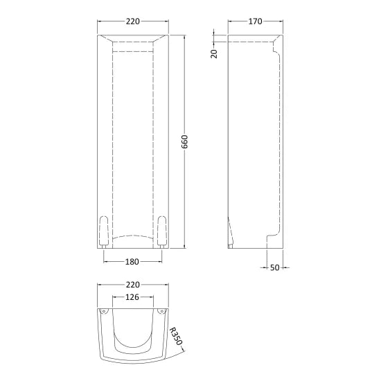 Arley Pro Ettore 660mm White Contemporary Full Pedestal