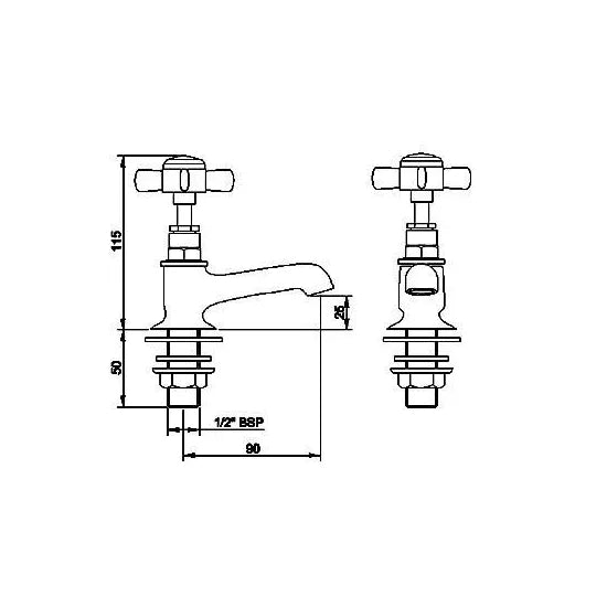 Arley Pro Laithwaite Traditional Basin Taps