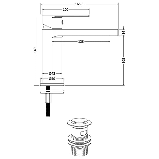 Arley Pro Privett  Mono Basin Mixer With Push Button Waste
