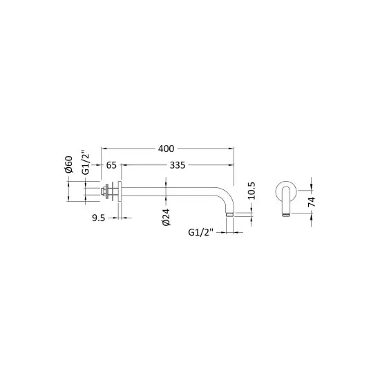 Chrome Wall-Mounted Shower Arm