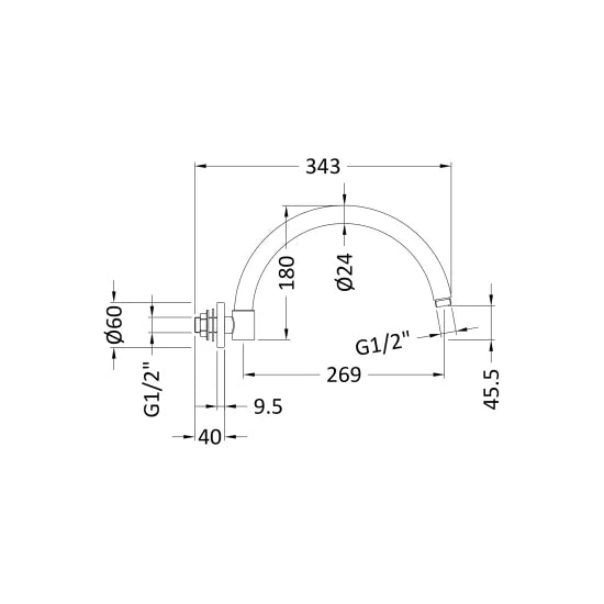 Chrome Wall-Mounted Shower Arm