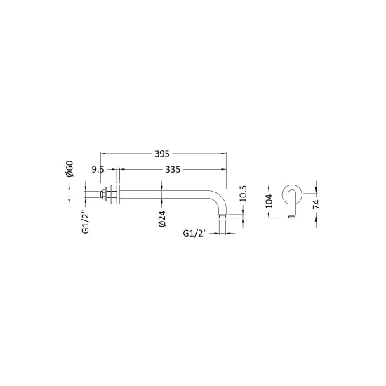 Brushed Pewter Wall-Mounted Shower Arm