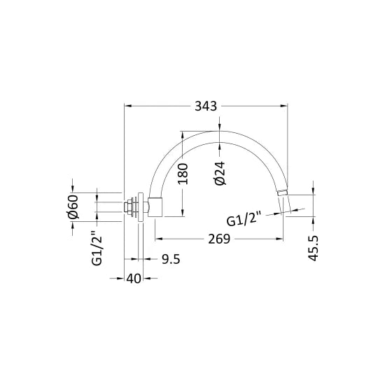 Brushed Pewter Wall Mounted Shower Arm