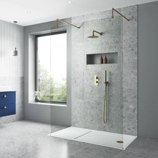 Brushed Brass Wall-Mounted Shower Arm