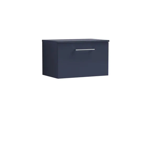 Arno 600mm Midnight Blue 1 Drawer Wall Hung Vanity Unit With Co-ordinating Worktop