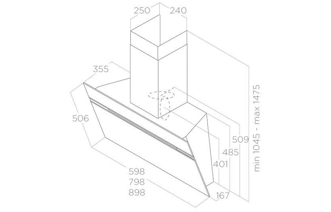 Elica Ascent 80cm Chimney Hood - White Glass