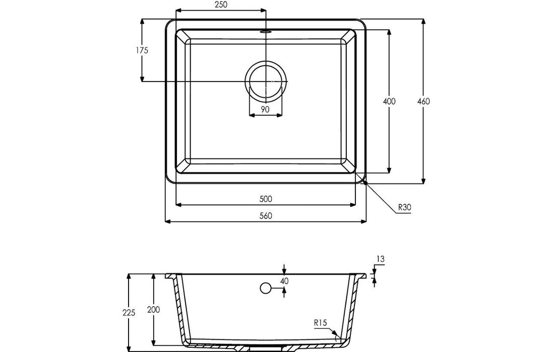 Abode Matrix Sq GR15 Large 1B Granite Inset/Undermount Sink