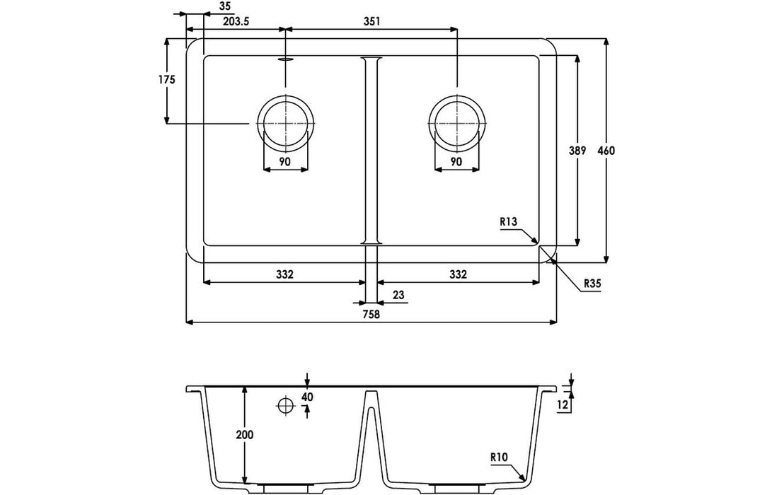 Abode Matrix Sq GR15 2B Granite Undermount Sink