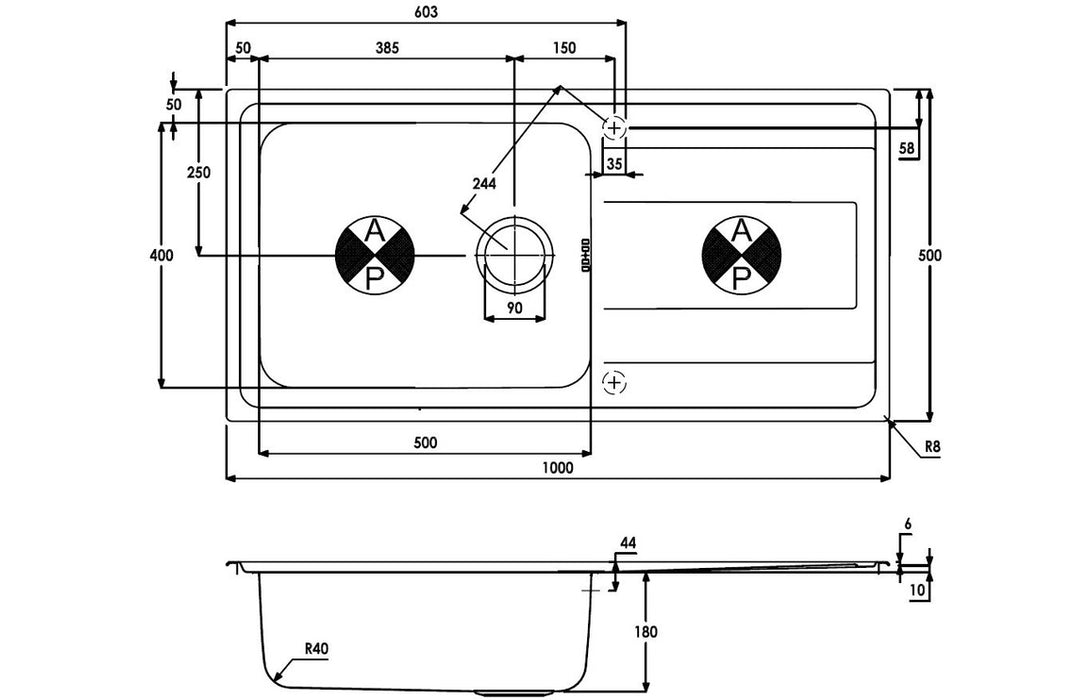 Abode Ixis 1B & Drainer Inset Sink - Stainless Steel