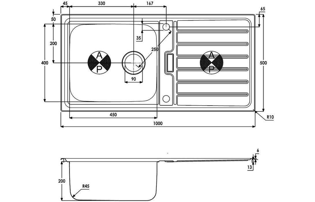 Abode Neron 1B & Drainer Inset Sink - Stainless Steel
