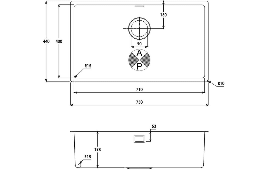 Abode Matrix R15 XL 1B Undermount/Inset Sink