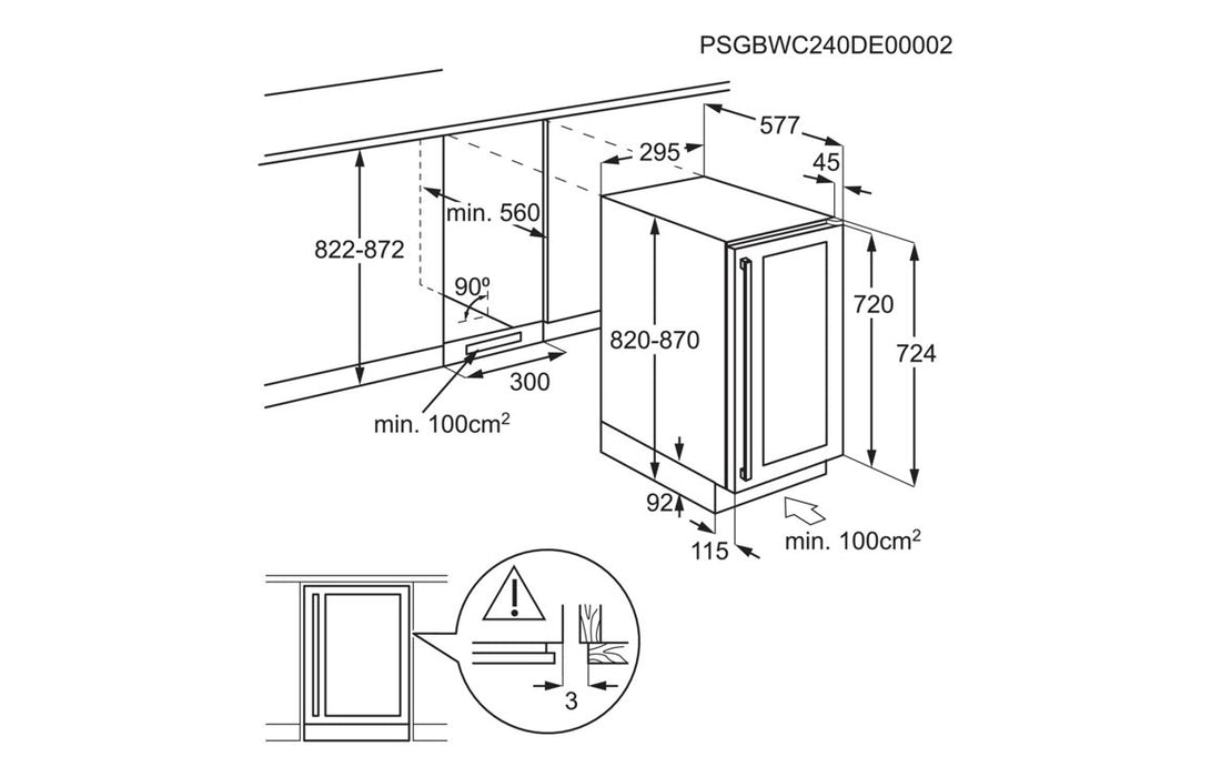 AEG AWS4020B5B B/U 30cm Wine Cabinet - Black Glass