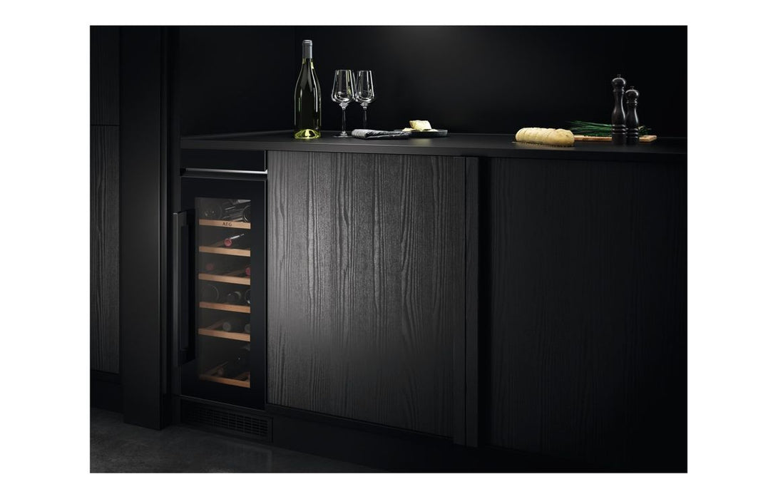 AEG AWS4020B5B B/U 30cm Wine Cabinet - Black Glass
