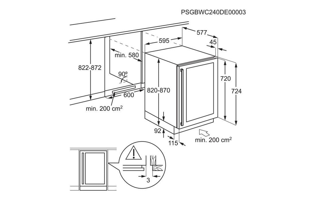 AEG AWS4052B5B B/U 60cm Wine Cabinet - Black Glass