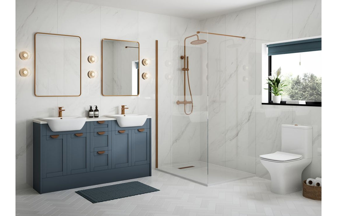 Haven 1536mm Standard Basin, WC & 3 Drawer Unit Pack - Matt Arley Blue