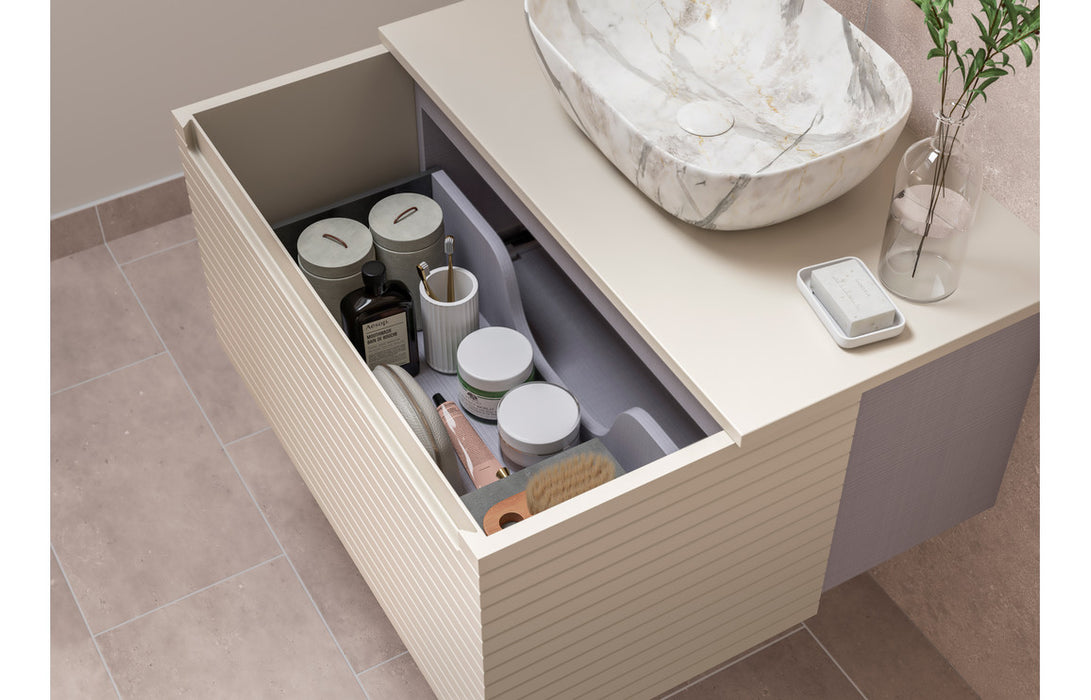Parallel 615mm Wall Hung 1 Drawer Basin Unit & 0TH Thin Edge Basin - Matt Cotton