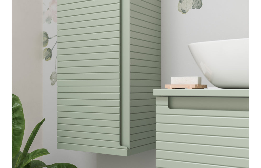Parallel 615mm Wall Hung 1 Drawer Basin Unit & 0TH Thin Edge Basin - Matt Willow Green