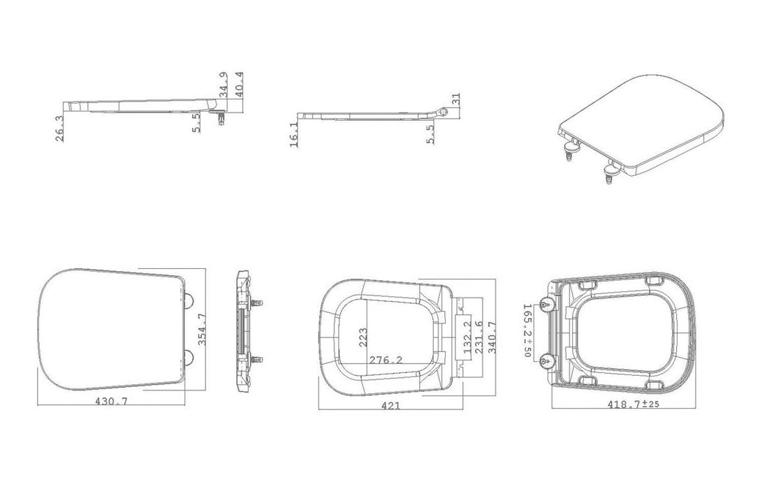 Amara Square Soft Close Toilet Seat - White