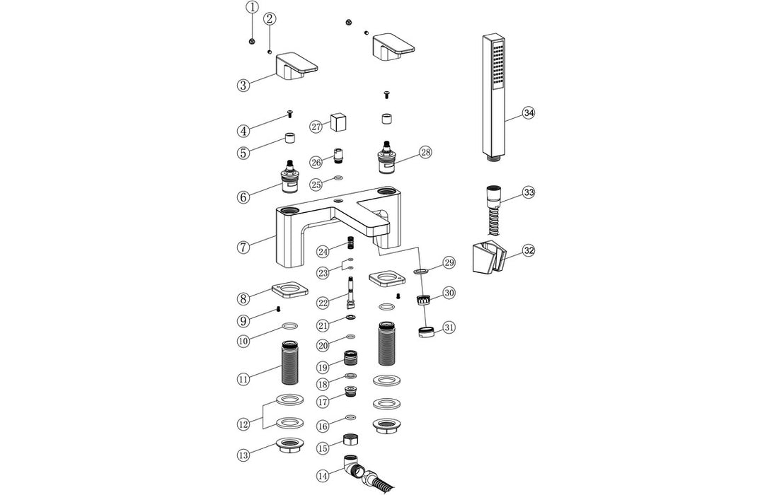 Ardina Bath/Shower Mixer & Bracket - Chrome