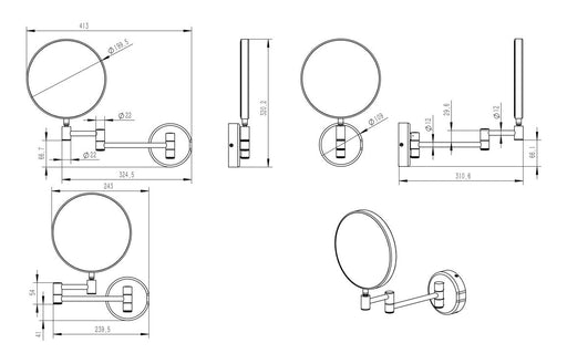 Aria Round Cosmetic Mirror - Chrome