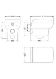 Arlo Wall Hung Pan & Seat Dimensions