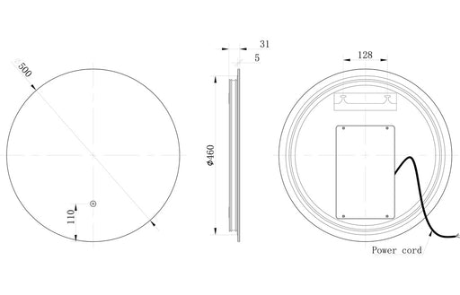 Avani 500mm Round Back-Lit LED Mirror
