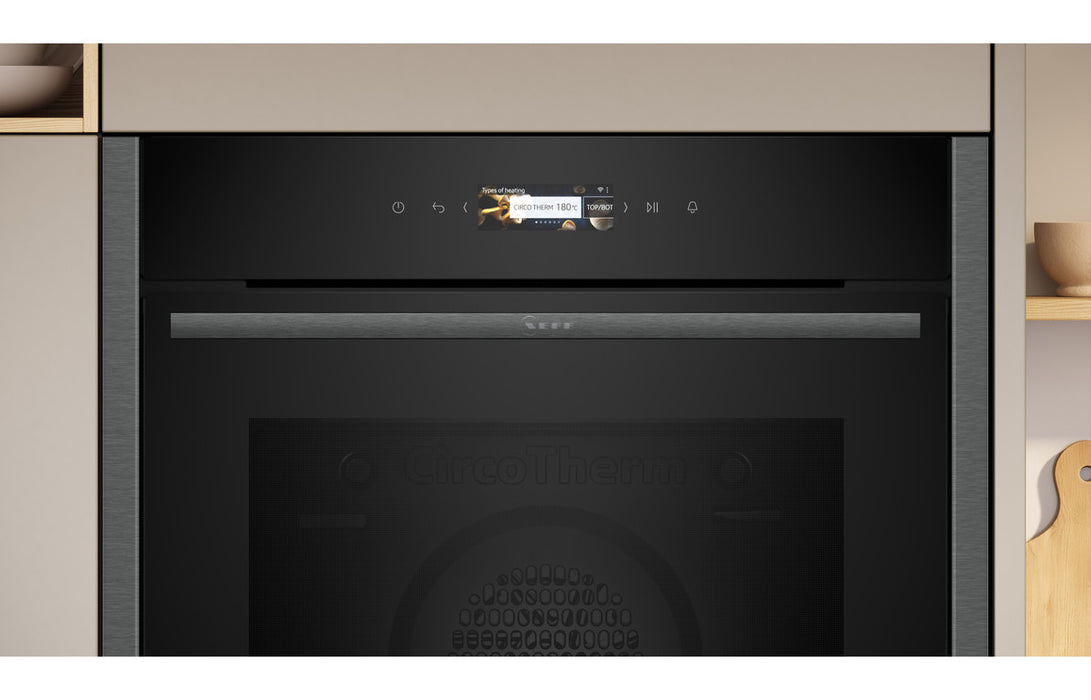 Neff N70 B24CR71G0B Single Pyrolytic Oven - Black w/Graphite Trim