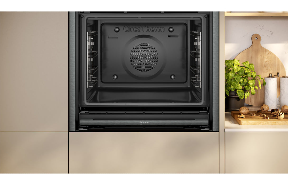 Neff N70 B54CR71G0B Single Slide & Hide® Pyrolytic Oven - Black w/Graphite Trim