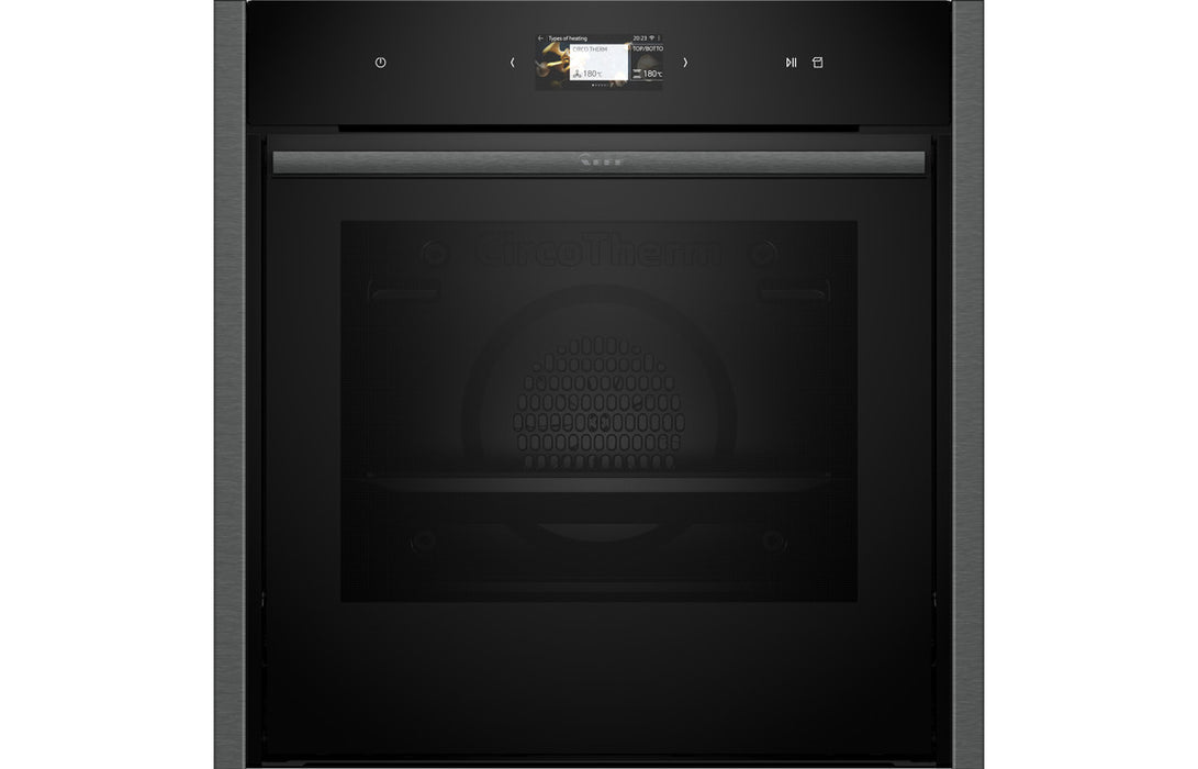 Neff N90 B64FS31G0B Single Slide & Hide® Electric Oven w/Steam - Black w/Graphite Trim