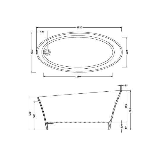 BC Designs Delicata 1520mm Pale Peach Freestanding Bath