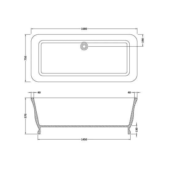 BC Designs Magnus 1680mm  Freestanding Bath