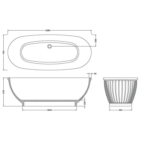 BC Designs Casini 1690mm  Freestanding Bath