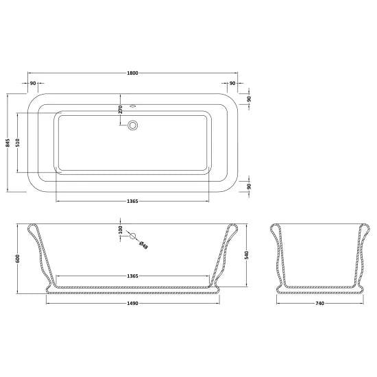 BC Designs Senator 1800mm  Freestanding Bath