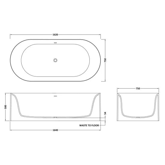 BC Designs Portman 1620mm  Freestanding Bath
