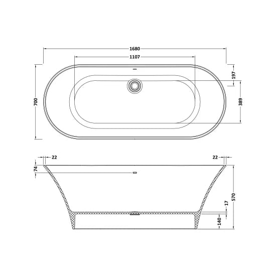 BC Designs Verdicio 1680mm  Freestanding Bath
