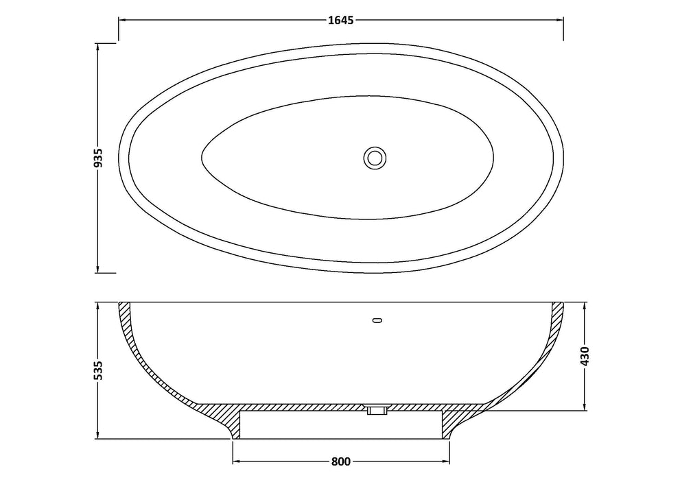 BC Designs Gio 1645mm  Freestanding Bath