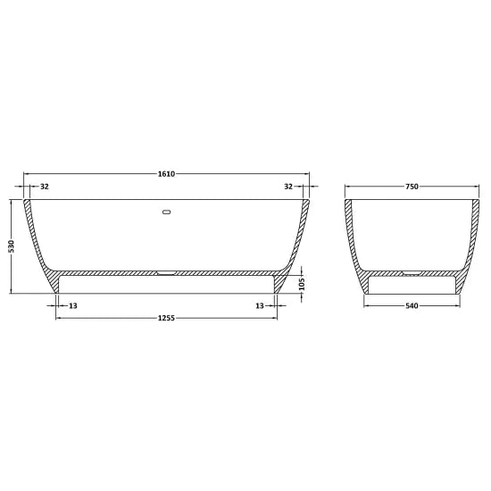 BC Designs Vive 1610mm  Freestanding Bath